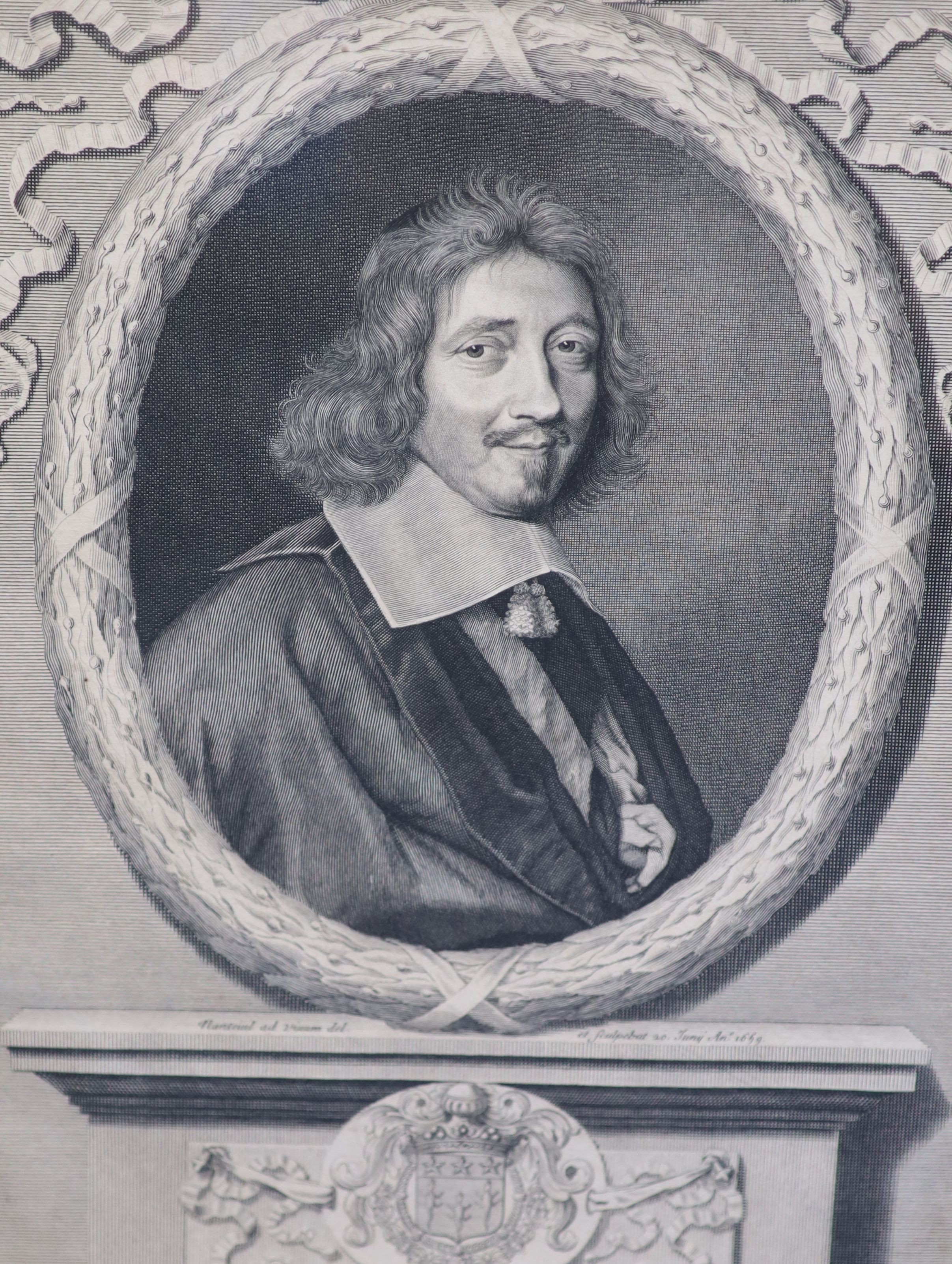 After Robert Nanteuil, Portraits of noblemen, Copper engravings (16), Largest 51 x 37cm.